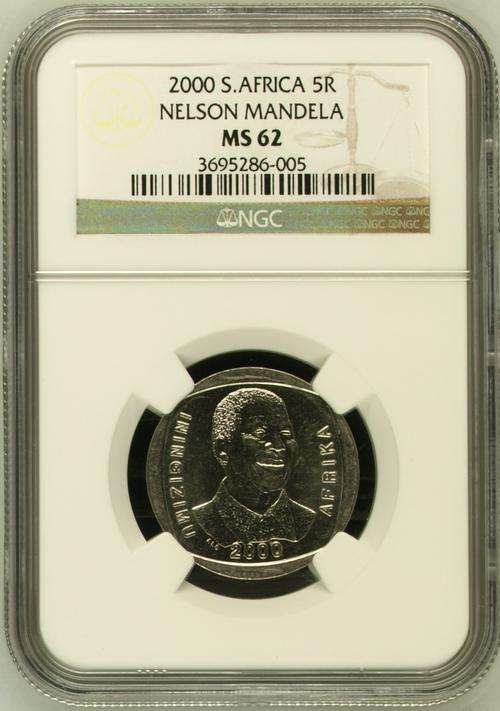 Nelson Mandela 2000 R5 - NGC Graded MS62 - Bidding Is Per Coin.